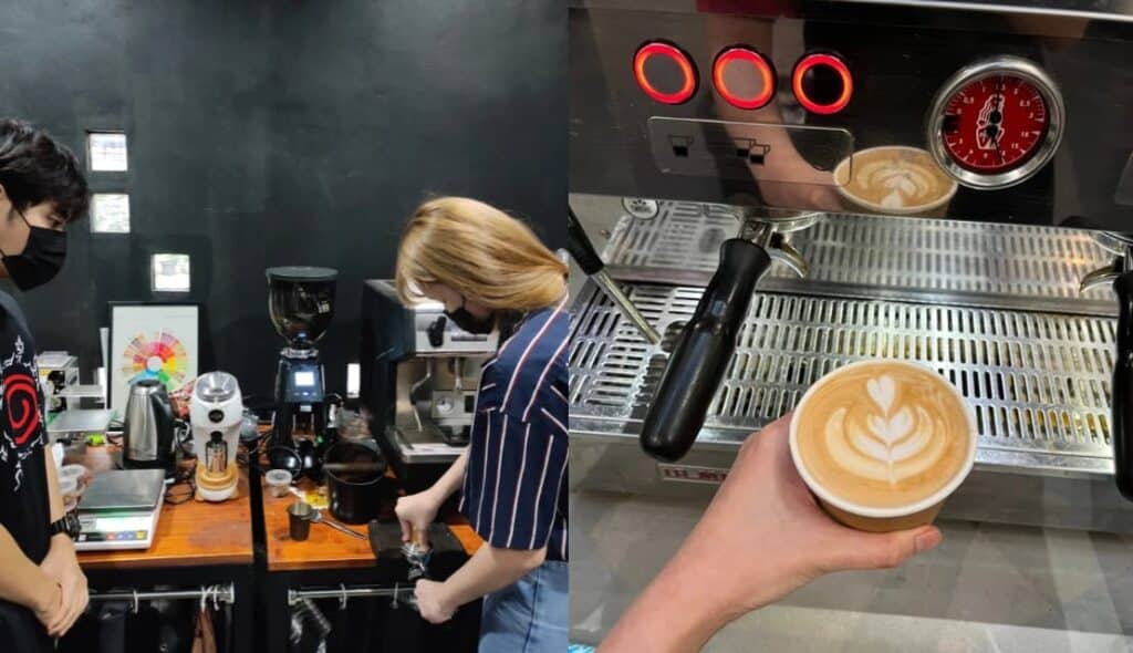 การสอนลาเต้อาร์ตและเทคนิคสตีมนมในคอร์ส Topcoff